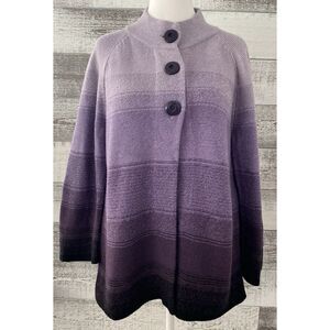 JM Collection Women's Size Medium Purple Gradient Button Up Cardigan Sweater